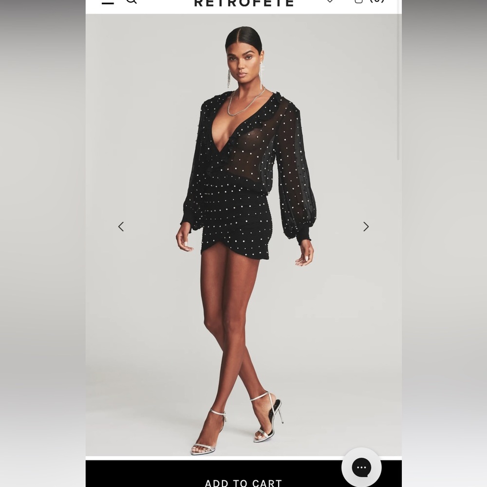 Retrofete Black Mini Dress with Silver Accents - Picture 6 of 6